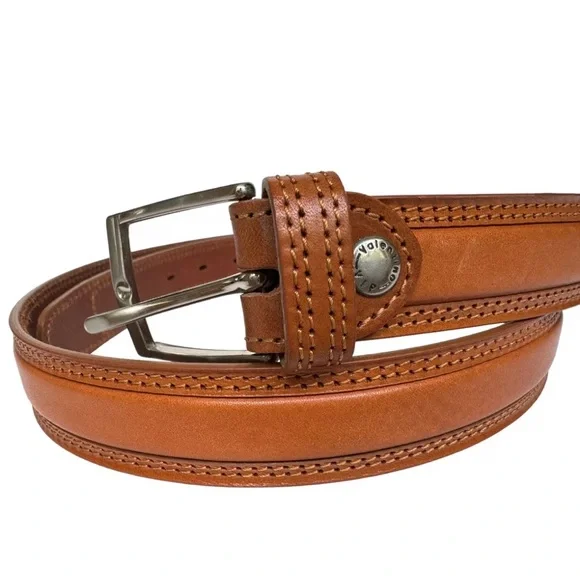 Valentino Vip Mens Belt Brown Leather Made in Italy 36 - Picture 1 of 8